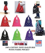 PAISLEY COTTON BANDANA TOTE BAG PURSE POCKETBOOK w/Inside POCKET Beach S... - $355.49 MXN