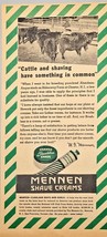 1943 Mennen Shave CREAMS-JAR Tube Cattle & Shaving-Vintage Print Ad-WWII - $9.35