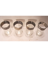 3 Vintage Glasses with Silver Band with Floral Design 6&quot; Tall - £11.06 GBP