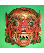 Mask Bali Raksaksa Gargoyle Demon Handcarved Medium 11 in Red Black or W... - $131.71 CAD