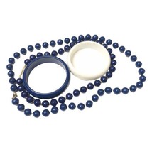 80s 2 Blue Beaded Necklaces 16&quot; &amp; 24&quot; plus 2 Bangle Bracelets Costume Lot - £6.37 GBP
