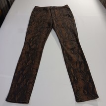 PAIGE W6510 Women's Hoxton Ultra Skinny Coated Brown Snake Print Jeans Size 30 image 10