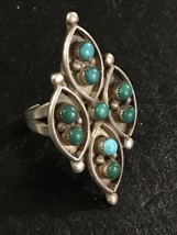 Old Pawn Native American Zuni sterling Silver Petit Point Turquoise ing size 4.5 - £91.90 GBP