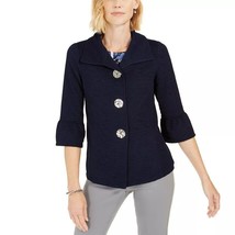 JM Collection Women XS Intrepid Blue 3/4 Sleeve Three Button Jacket NWT CO83 - £26.20 GBP