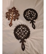 - Lot Of 3 Trivets And Candle Holder Steel And Brass Antique Items Vintage - $14.99
