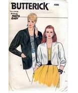 Butterick 4986 Misses Loose-fitting Jackets Cardigans Variation 8,10,12 ... - $7.47