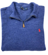 Polo by Ralph Lauren 1/4 Zip Pullover Mens Sz X-Large Blue Quarter 100% Cotton - $18.49