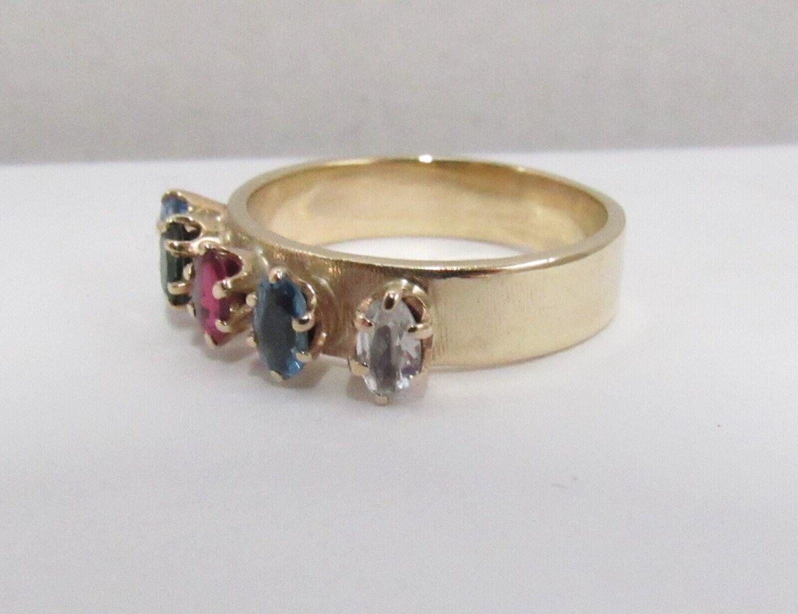 14k Yellow Gold Mother's Sz 8.75 Ring 4mm Band 5 Birthstone .50ct Custom Made 5g Item image 4