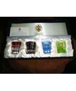 Faberge Crystal Colored Shot Glasses Set of 4 NIB - $665.42 CAD