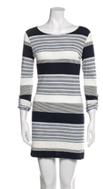 Melissa Odabash Women M Mini Sheath Dress Striped Stretch Boat Neck Blue... - $35.00