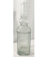 Glass Decorating Bottle 11.75”H Clear w/Slight Tint Raised Design Vtg Ap... - $6.83 CAD
