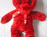 Toys Limited Small Red Cloth Stuffed Bear Plush 9” Red White Heart Bow B... - $9.89
