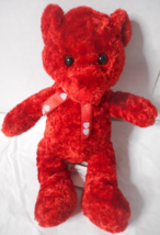 Toys Limited Small Red Cloth Stuffed Bear Plush 9” Red White Heart Bow Black Eye - £7.94 GBP