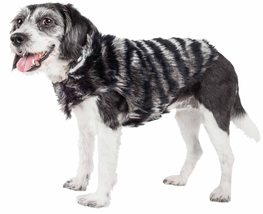 Pet Life ® Luxe &#39;Chauffurry&#39; Beautiful Zebra Patterned Mink Fur Dog Coat - Pet D - $26.99