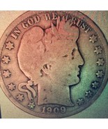 ½ Half Dollar Barber 90% Silver U.S Coin 1909 O New Orleans Mint 50C KM#116 - £35.40 GBP