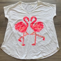 Lilly Pulitzer Nice Stems White Flamingo Short Sleeve T-Shirt 100% Pima ... - $31.98