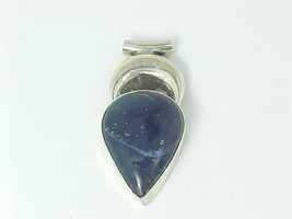 Big And Bold Lapis Lazuli Vintage Pendant In Sterling Silver   2 Inches Long - £75.76 GBP