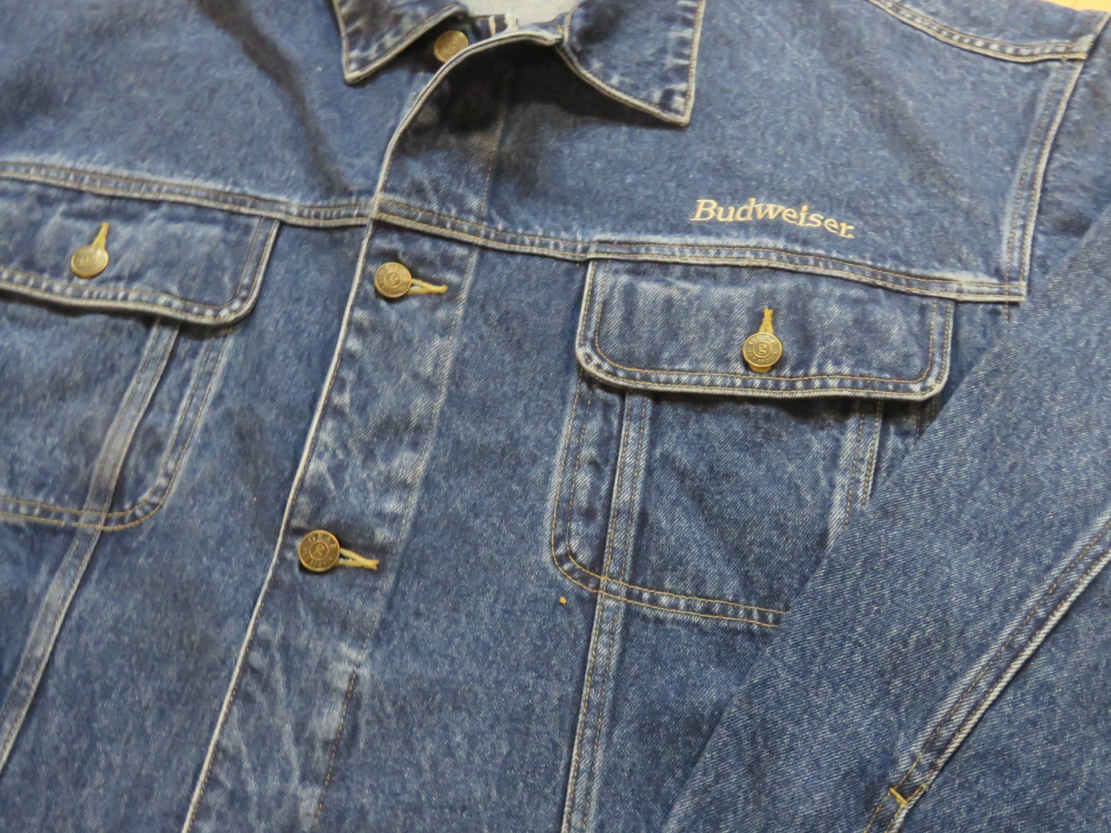Vintage Budweiser Denim Jacket XL Gear for Sports Beer Promo Embroidered NWT Item image 3