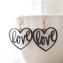 Love Earrings, Lovable Dangle Earrings, Heart Earrings, Cute Heart - $9.00
