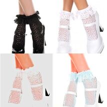 LADIES HEART CROCHET POINTELLE FRILL TOP FRILLY RUFFLE LACE ANKLE SOCKS ... - $11.98