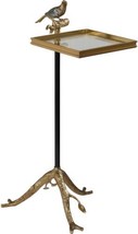 Accent Table MAITLAND-SMITH Tweet Bird Brass Paua Shell Inlay Inset Glass Top - £2,053.54 GBP
