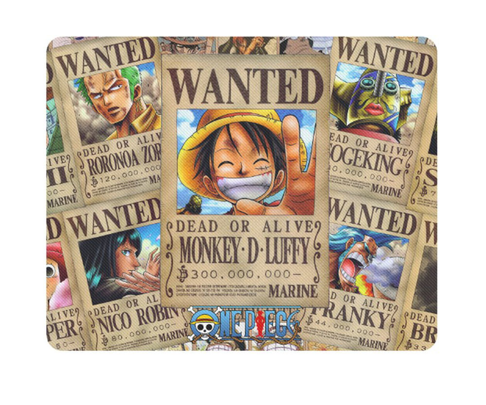 Monkey D. Luffy Wanted Dead or Alive Rectangular Mousepad Non Slip Neoprene - $9.00