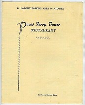 Paces Ferry Tower Restaurant Menu Atlanta Georgia 1954 Mel Torme - £71.73 GBP