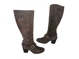 Born Natasha knee high brown leather harness riding boot womens size 11 - £29.93 GBP