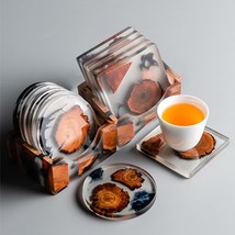 Resin Pine Annual Ring Coaster Tea Mat Tea Ceremony Accessories Home Decor  - £28.58 GBP