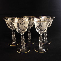 Cambridge Elegant Glass BLOSSOM TIME 3675 Oval in Stem Liquor 5 1/2 Goblet Gold - £47.53 GBP