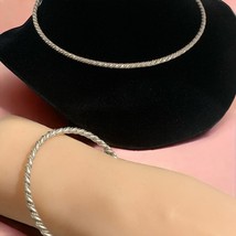 Vintage Sterling Silver Tweisted Rope Necklace 17” &amp; Bangle Bracelet 50 ... - $144.50