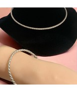 Vintage Sterling Silver Tweisted Rope Necklace 17” &amp; Bangle Bracelet 50 ... - €125,52 EUR