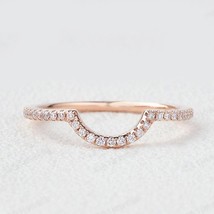 Curved Shape CZ Diamond Stone Crown Dainty Wedding  Band Women Ring Jewelry - $54.00