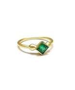 14K Gold Emerald Ring High Quality emerald Matte gold ring Brushed Finis... - £227.22 GBP+