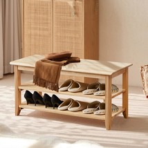 Shoe Bench With Storage For Entryway, 39&quot;, Small Shoe Rack Bench With 3-Tier Org - £120.99 GBP