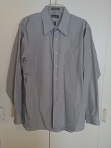 ARROW POPLIN MEN&#39;S GRAY LS DRESS SHIRT-16.5x34/35-WRINKLE FREE POLYESTER... - $7.69