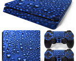 For PS4 Slim Skin Console &amp; 2 Controllers Blue Rain Vinyl Decal Wrap - $12.97
