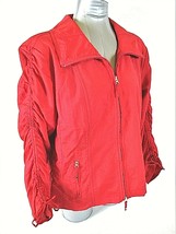 Rose womens Sz XL Long RUCHED sleeve red full zip 2 pocket LINED jacket ... - $8.78