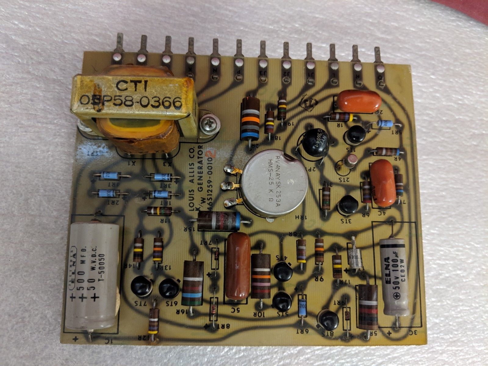 LOUIS ALLIS CO 46S1259-00102 K/W GENERATOR PCB BOARD - $135.00