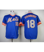 Mets #18 Darryl Strawberry Jersey Old Style Uniform Blue - $63.38 CAD