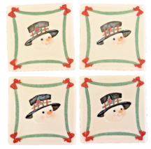 Coasters Snowman Set of 4 Square 3.5 Inch Christmas Holiday Cork Bottom ... - £11.08 GBP