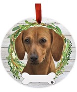 Dachshund Dog Wreath Ornament Personalizable Christmas Tree Holiday Deco... - £11.07 GBP
