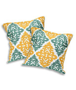 Decorative Damask Pattern Yellow-Green Embroidery Pillow Cover Set of 2 - £26.64 GBP