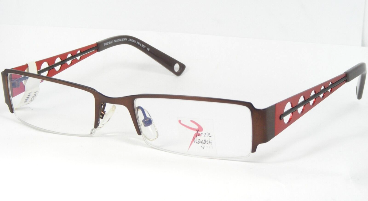 Lunettes Yozzie Nagashi Lotus Marron Monture Métallique 50-18-135mm Japon - $76.20