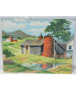 Paint By Number Painting Snow Summer Red Barn 20x16&quot; Complete 1950 - 1960 - $85.64 CAD