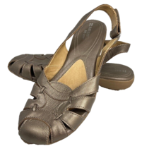 Naturalizer 8 M Cyrus Leather Sandals SlingBack Flats Bronze Metallic Cl... - $49.99