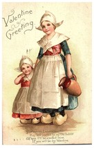 Valentine Greeting two young Dutch girls Valentines Postcard Posted 1906 - £11.59 GBP