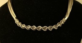 Vintage Sterling Sign 925 Italy Rare Snake Chain Braided Accent Collar Necklace - £130.41 GBP