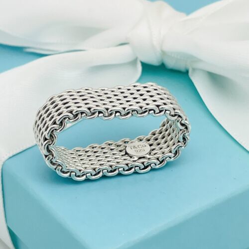 Primary image for Size 10.5 Tiffany & Co Somerset Mesh Weave Flexible Mens Unisex Ring FREE Ship