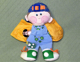 Dapper Dan 2001 Playskool Learn To Dress Cloth Boy Plush Doll Green Buttons Dog - £6.28 GBP